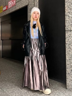 「Ray BEAMS（レイビームス）のアイテム（ライダースジャケット）」を使った、Ray BEAMSさん（レディース・152cm）の秋コーディネート