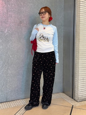 「アイテム（シュシュ、ブルー系）」を使った、Ray BEAMSさん（レディース・148cm）の秋コーディネート