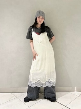 「Ray BEAMS（レイビームス）のオーバーダイ デニム パンツ（デニムパンツ、ブルー系）」を使った、Ray BEAMSさん（レディース・159cm）の夏コーディネート