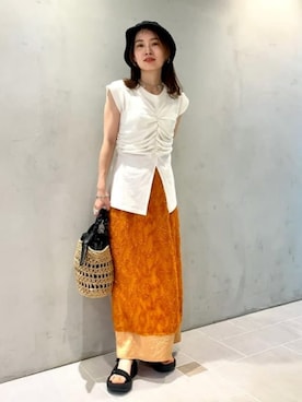 「スポサン」｜「アイテム（帽子）」を使った、Ray BEAMSさん（レディース・155cm）の夏コーディネート