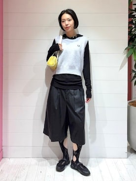 「Ray BEAMS（レイビームス）のフェイク スエード コンビ バッグ（トートバッグ、イエロー系）」を使った、Ray BEAMSさん（レディース・160cm）の秋コーディネート