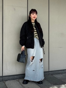 「アイテム（MA-1）」を使った、Ray BEAMSさん（レディース・157cm）の秋コーディネート