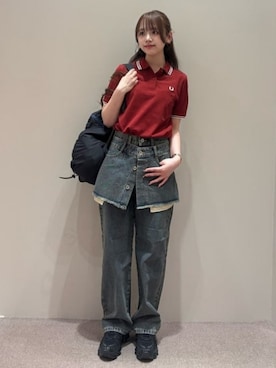 「FRED PERRY（フレッドペリー）の【別注】FRED PERRY / Twin Tipped ポロシャツ G3600（ポロシャツ、レッド系）」を使った、Ray BEAMSさん（レディース・163cm）の春コーディネート