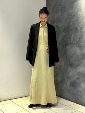 「Ray BEAMS（レイビームス）のカット ジャカード マーメイド ワンピース（洋裝、ベージュ系）」を使った、Ray BEAMSさん（レディース・161cm）の春コーディネート