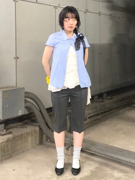 「Ray BEAMS（レイビームス）のストレッチ カプリ パンツ（その他パンツ、グレー系）」を使った、Ray BEAMSさん（レディース・163cm）の春コーディネート