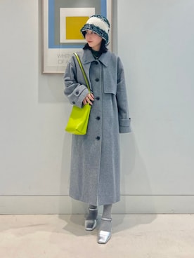 「グレーコーデ」｜「アイテム（ステンカラーコート）」を使った、Ray BEAMSさん（レディース・162cm）の秋コーディネート