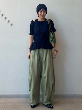 「Ray BEAMS（レイビームス）のRACAL DamageM/B（ハット、ブラック系）」を使った、Ray BEAMSさん（レディース・163cm）の春コーディネート