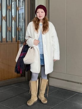 「アイテム（ノーカラーコート）」を使った、Ray BEAMSさん（レディース・158cm）の秋コーディネート