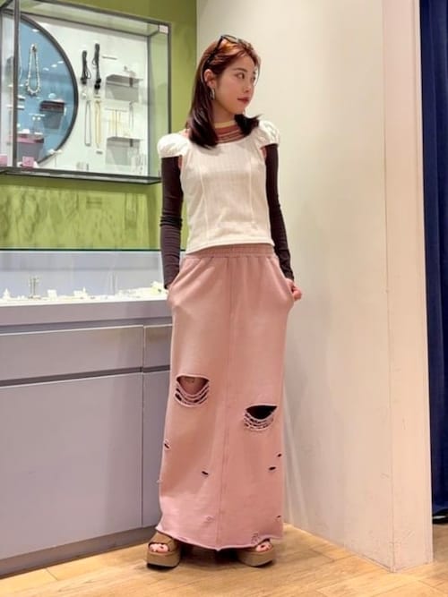 raybeams ダメージスウェットスカート　ピンク Ray BEAMS（レイ ビームス）【タイムセール】ダメージ