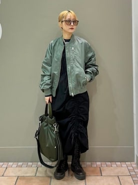 「Ray BEAMS（レイビームス）のアイテム（MA-1）」を使った、Ray BEAMSさん（レディース・150cm）の春コーディネート