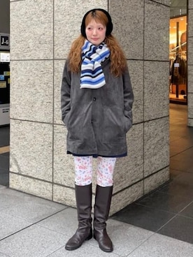 「アイテム（イヤーマフ）」を使った、Ray BEAMSさん（レディース・158cm）の冬コーディネート