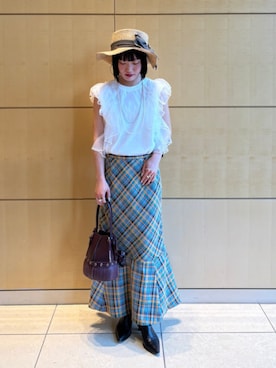 「アイテム（帽子、ベージュ系）」を使った、Ray BEAMSさん（レディース・153cm）の夏コーディネート