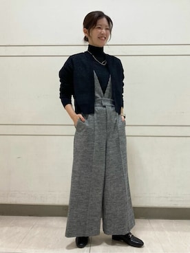 「オフィスカジュアル」｜「アイテム（オールインワン・サロペット）」を使った、COMME CA OFFICIALさん（レディース・153cm）の冬コーディネート