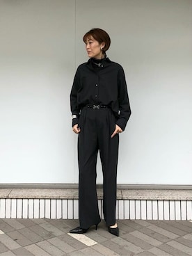 「コムサ」｜「アイテム（ノーカラージャケット）」を使った、COMME CA OFFICIALさん（レディース・166cm）の冬コーディネート