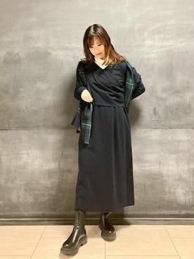 「COMME CA」｜「アイテム（ワンピース/ドレス）」を使った、COMME CA OFFICIALさん（レディース・155cm）の冬コーディネート