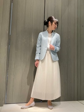 「ビジネススタイル」｜「アイテム（ノーカラージャケット）」を使った、COMME CA OFFICIALさん（レディース・156cm）の冬コーディネート