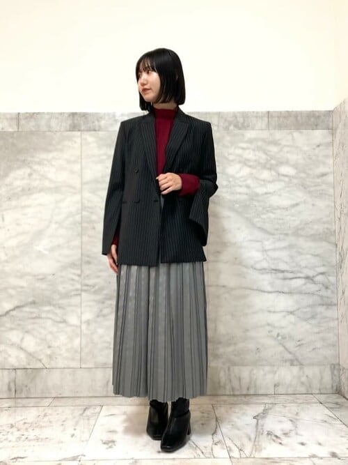 セール】エンボスチンツサテン コンビネーションボックスプリーツ