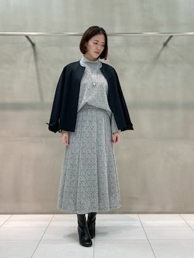 「コムサ」｜「アイテム（ノーカラージャケット）」を使った、COMME CA OFFICIALさん（レディース・160cm）の冬コーディネート