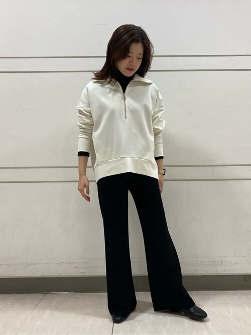tシャツ レーヨンストレッチポンチ ハーフジップトップ レディース レーヨンストレッチポンチ ハーフジップトップ（Tシャツ