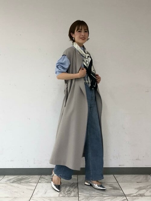 〔 Sサイズ 〕 コットンサテンオルタージュ ロングシャツ セール】コットンサテンオルタージュ ロングシャツ（シャツ