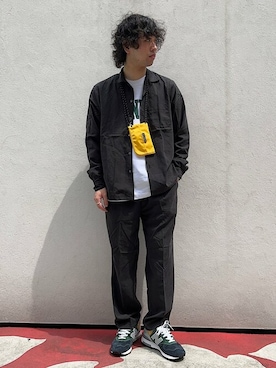 「アイテム（ポーチ、イエロー系）」を使った、奥原さん（メンズ・177cm）の夏コーディネート