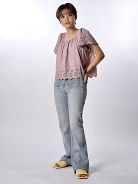 「フレアデニム」｜GapJapanさん（レディース・155cm）の夏コーディネート