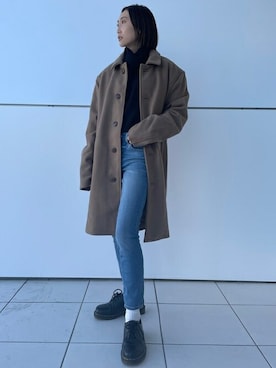 「GAP（ギャップ）のアイテム（ステンカラーコート）」を使った、GapJapanさん（レディース・153cm）の冬コーディネート