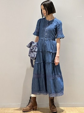 「GAP（ギャップ）のアイテム（ワンピース/ドレス）」を使った、GapJapanさん（レディース・162cm）の秋コーディネート