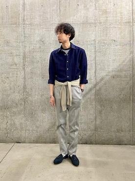「アイテム（ファッション雑貨、ブルー系）」を使った、梶山さん（メンズ・174cm）の春コーディネート