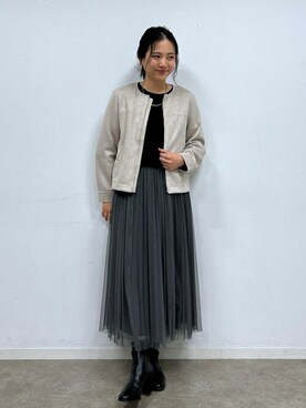 「シンプル・ベーシック」｜「アイテム（ブルゾン）」を使った、SHINOさん（レディース・165cm）の秋コーディネート
