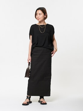 「AP STUDIO（エーピーストゥディオ）のアイテム（スカート）」を使った、STAFF.Ayaさん（レディース・158cm）の夏コーディネート