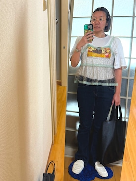 「アイテム（キャミソール、グリーン系）」を使った、みひろさん（レディース・159cm）の秋コーディネート