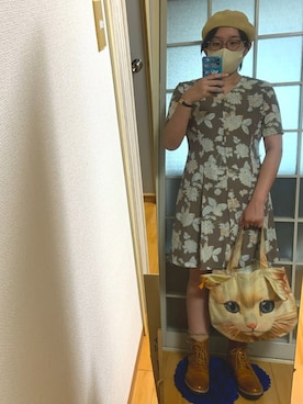 「猫」｜「アイテム（シャツワンピース）」を使った、みひろさん（レディース・159cm）の夏コーディネート