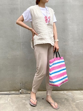 「TKEES（ティキーズ）のアイテム」を使った、satomiさん（レディース・170cm）の夏コーディネート