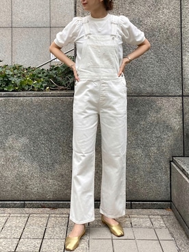 「白コーデ」｜「アイテム（オールインワン・サロペット）」を使った、satomiさん（レディース・170cm）の夏コーディネート