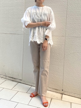 「SERGE de bleu（サージ）のアイテム」を使った、satomiさん（レディース・170cm）の夏コーディネート