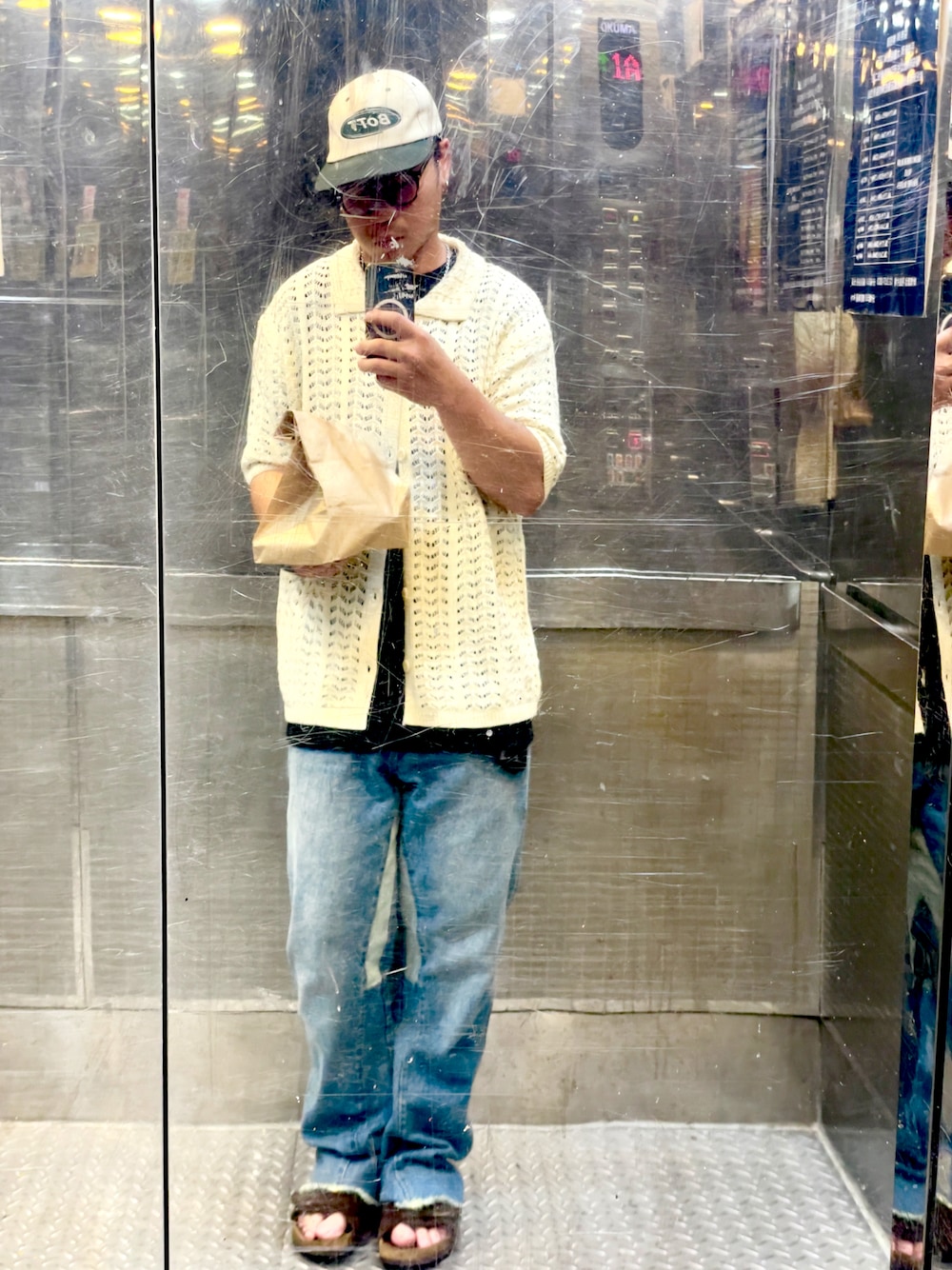 「bott、Taiwan、TAIPEI、ootd、daily look、snap、birkenstock、vintage、REMAKE」｜「BOTTのアイテム（帽子、ホワイト系）」を使った、yjsu🇹🇼さん（メンズ・169cm）の夏コーディネートの1枚目の写真
