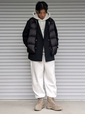「Timberland（ティンバーランド）のアイテム（ブーツ、ベージュ系）」を使った、ta2inoさん（メンズ・176cm）の秋コーディネート