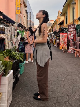 「GU（ジーユー）のアイテム（パンプス）」を使った、ナナエさん（レディース・162cm）の夏コーディネート