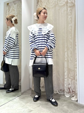 「アイテム（付け襟）」を使った、Dot&Stripes CHILDWOMANさん（レディース・149cm）の秋コーディネート