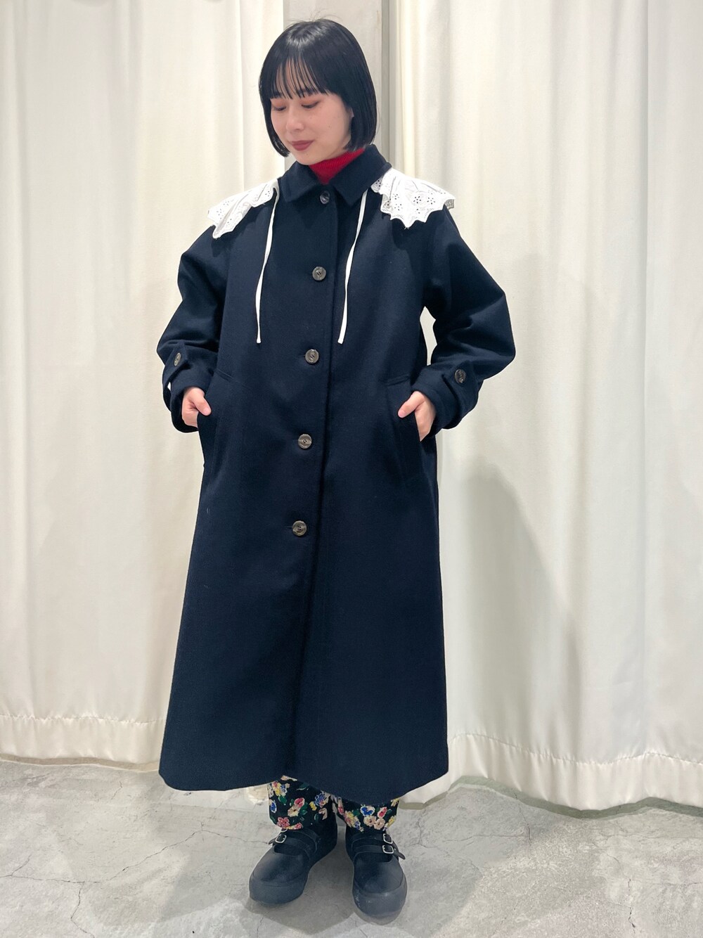 CHILD WOMAN WOOL混チェック中綿ステンコート チャイルドウーマン WOOL混チェック中綿ステンコート