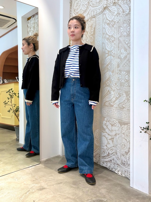 ☆新品☆child woman チェリー刺繍シャツ CHILD WOMAN（チャイルドウーマン） tシャツ 16/2空紡糸ボーダー