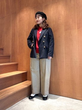 「アイテム（チノパンツ）」を使った、Dot&Stripes CHILDWOMANさん（レディース・150cm）の冬コーディネート