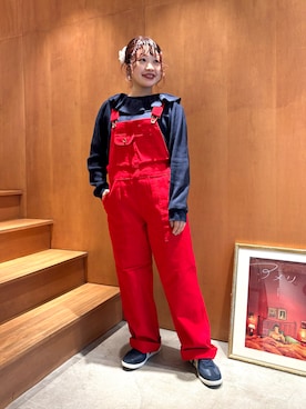 「アイテム（オールインワン・サロペット、レッド系）」を使った、Dot&Stripes CHILDWOMANさん（レディース・150cm）の秋コーディネート