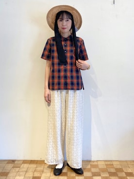 「タータンチェック」｜Dot&Stripes CHILDWOMANさん（レディース・160cm）の夏コーディネート