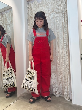 「アイテム（オールインワン・サロペット、レッド系）」を使った、Dot&Stripes CHILDWOMANさん（レディース・160cm）の夏コーディネート