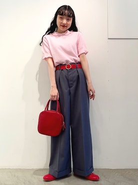 「アイテム（ベルト、レッド系）」を使った、Dot&Stripes CHILDWOMANさん（レディース・160cm）の春コーディネート