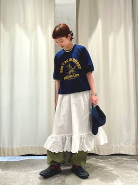 「アイテム（カーゴパンツ）」を使った、Dot&Stripes CHILDWOMANさん（レディース・150cm）の夏コーディネート