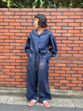 「アイテム（つなぎ/オールインワン）」を使った、Dot&Stripes CHILDWOMANさん（レディース・156cm）の秋コーディネート