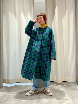 「アイテム（ノーカラーコート）」を使った、Dot&Stripes CHILDWOMANさん（レディース・150cm）の冬コーディネート